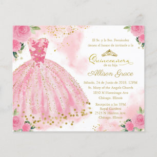 Papier Invitation de Quinceañera à petit budget espagnol