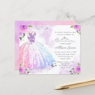 Papier Invitation de Quinceanera à petit budget Robe arge
