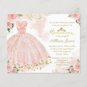 Papier Invitation de Quinceañera à petit budget Robe Blus