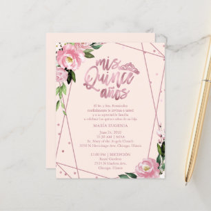 Papier Invitation de Quinceanera de budget en rose pâle e