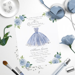 Papier Invitation de Quinceanera de budget Robe bleu clai