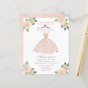Papier Invitation de Quinceanera de budget Robe Rose Gold
