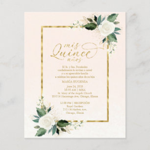 Papier Invitation de Quinceanera de Budget Rose Or Espagn