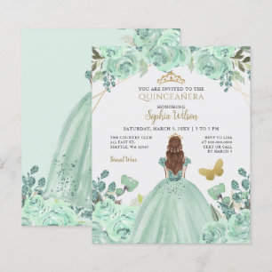 Papier Invitation de Quinceañera Princesse Or Mint Budget