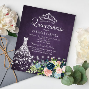 Papier Invitation de quinceañera robe de princesse budget