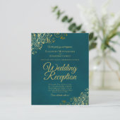 Papier Invitation de réception de mariage BUDGET sarcelle (Debout devant)