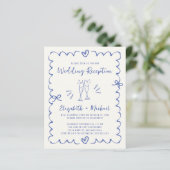 Papier Invitation de réception de mariage Crème Bleu Capr (Debout devant)