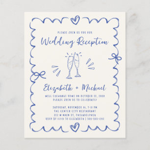 Papier Invitation de réception de mariage Crème Bleu Capr