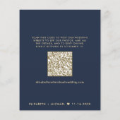 Papier Invitation de réception de mariage Navy Gold Code  (Dos)