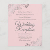 Papier Invitation de réception de mariage rose et gris (Devant)