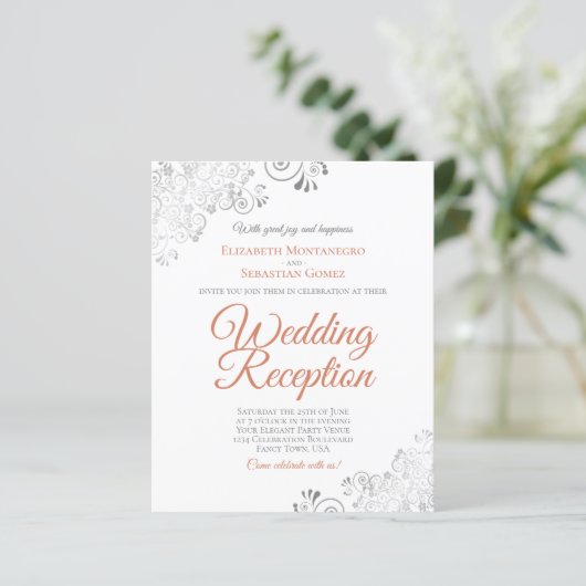 Papier Invitation de réception de mariage Terracotta & Bl (Debout devant)