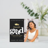 Papier Invitation de remise de diplôme à capuchon noir or (Debout devant)