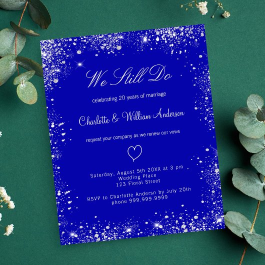 Papier Invitation de renouvellement de vœux bleu royal ar