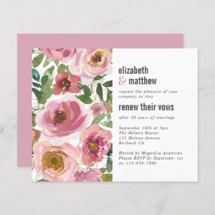 Papier Invitation de renouvellement de vow floral rose bu