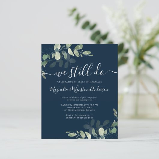 Papier Invitation de renouvellement Eucalyptus Vow Budget (Debout devant)