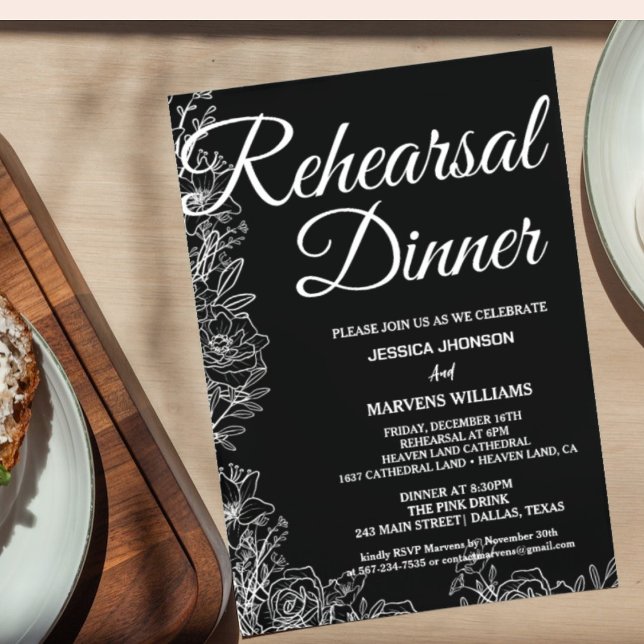 Papier Invitation de répétition de dîner calligraphique n (Créateur téléchargé)