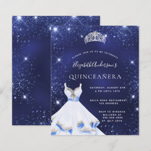 Papier Invitation de robe à paillettes bleues pour Quince