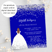 Papier Invitation de robe royale bleue