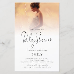 Papier Invitation de script Baby shower de superposition 