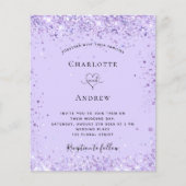 Papier Invitation de script de parties scintillant violet (Devant)