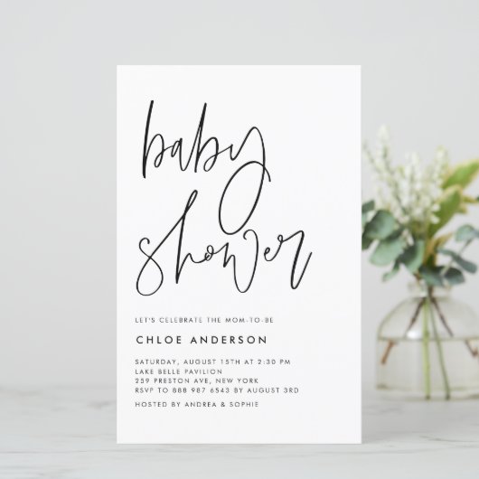 Papier Invitation de script manuscrit noir (Debout devant)