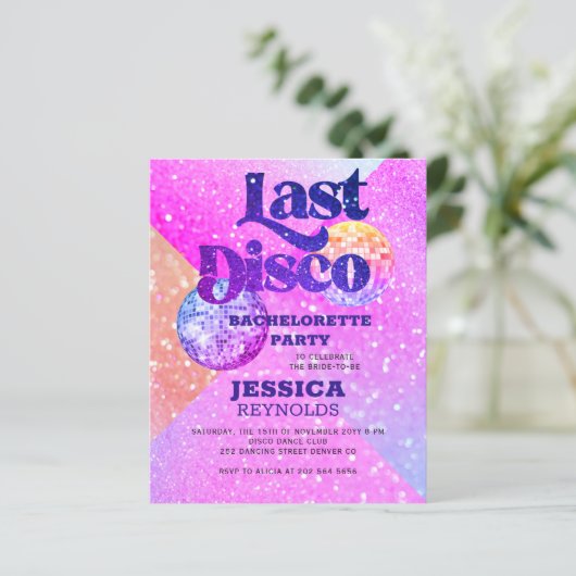 Papier Invitation de soirée disco budget (Debout devant)