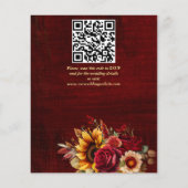 Papier Invitation de tournesols rose mariage de automne (Dos)