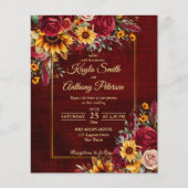 Papier Invitation de tournesols rose mariage de automne (Devant)
