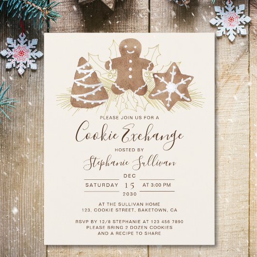Papier Invitation d'échange de biscuits de Noël pour les