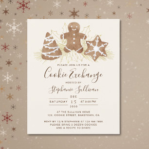 Papier Invitation d'échange de biscuits de Noël pour les