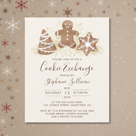 Papier Invitation d'échange de biscuits de Noël pour les 
