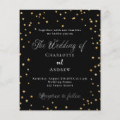 Papier Invitation d'étoiles d'or noir mariage (Devant)