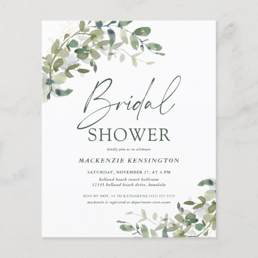 Papier Invitation d'Fête des mariées Eucalyptus minimum b (Devant)