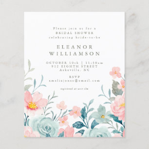 Papier Invitation d'Fête des mariées florale Turquoise bu