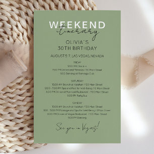 Papier Invitation d'itinéraire d'anniversaire de week-end