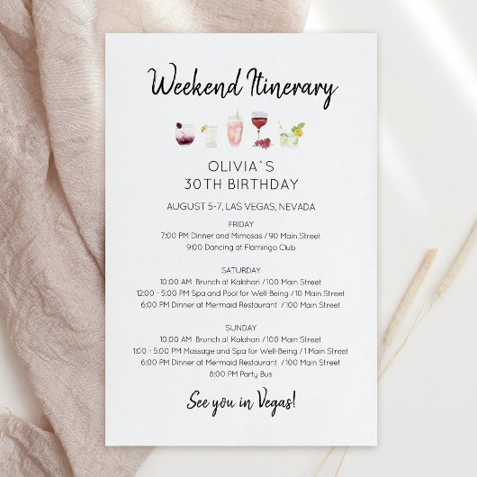 Papier Invitation d'itinéraire d'anniversaire de week-end