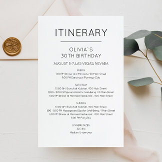 Papier Invitation d'itinéraire d'anniversaire de week-end