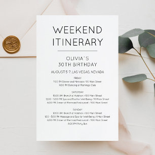 Papier Invitation d'itinéraire d'anniversaire de week-end