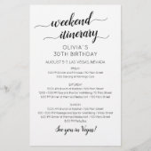 Papier Invitation d'itinéraire d'anniversaire de week-end (Devant)