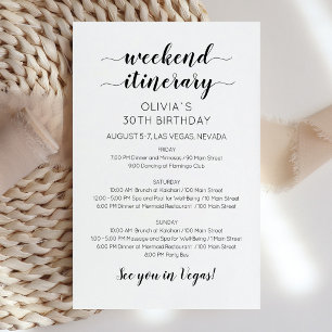 Papier Invitation d'itinéraire d'anniversaire de weekend