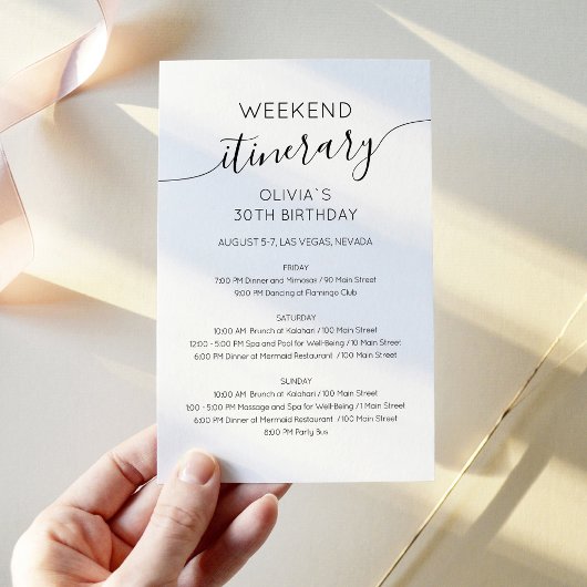 Papier Invitation d'itinéraire d'anniversaire minimaliste