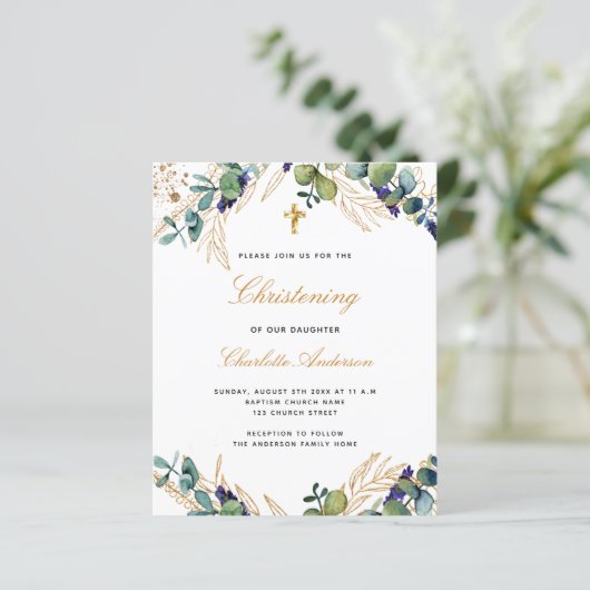 Papier Invitation d'or à l'eucalyptus (Debout devant)