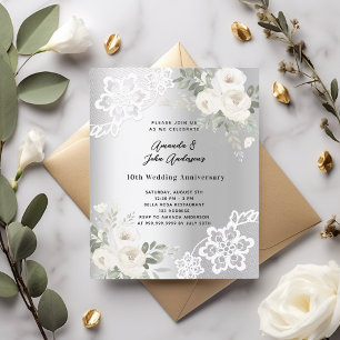 Papier Invitation du 10e anniversaire de mariage des fleu