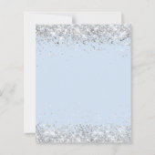 Papier Invitation du 25e anniversaire Blue florals argent (Dos)