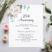Papier Invitation du 25e anniversaire du mariage à fleurs