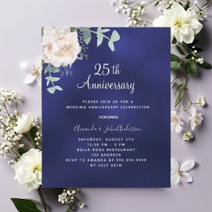 Papier Invitation du 25e anniversaire du mariage à fleurs