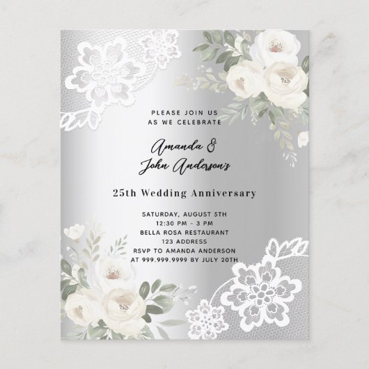 Papier Invitation du 25e anniversaire du mariage Silver (Devant)