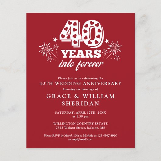 Papier Invitation du 40e anniversaire du budget (Devant)