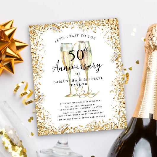 Papier Invitation du 50e anniversaire du Mariage du budge