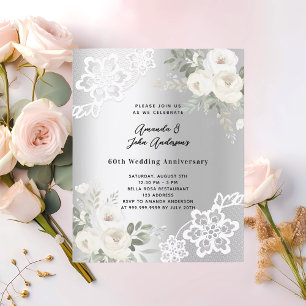 Papier Invitation du 60e anniversaire du mariage Silver